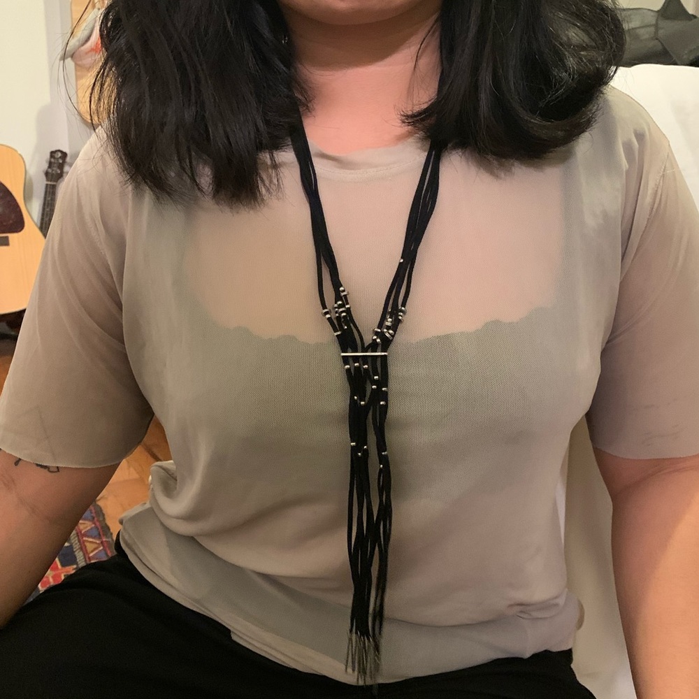 Free People leather fringe necklace